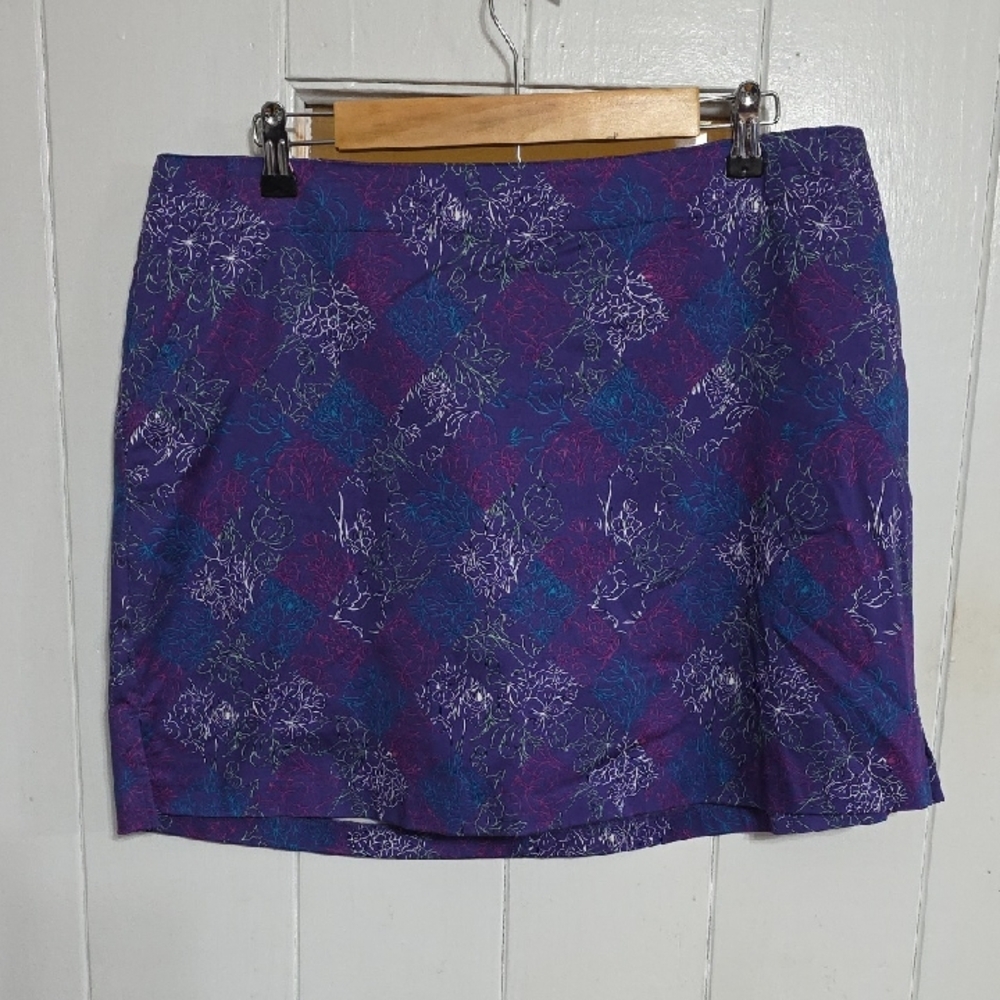 Lady Hagen Women's Skort‎ Purple Floral Stretch Pockets Sports Sz 14 EUC